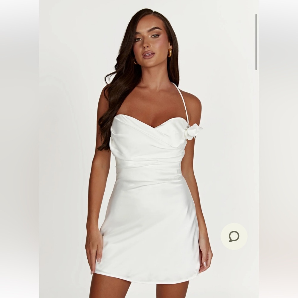 Meshki Otillie Rose Halter Mini Dress White (Size M)